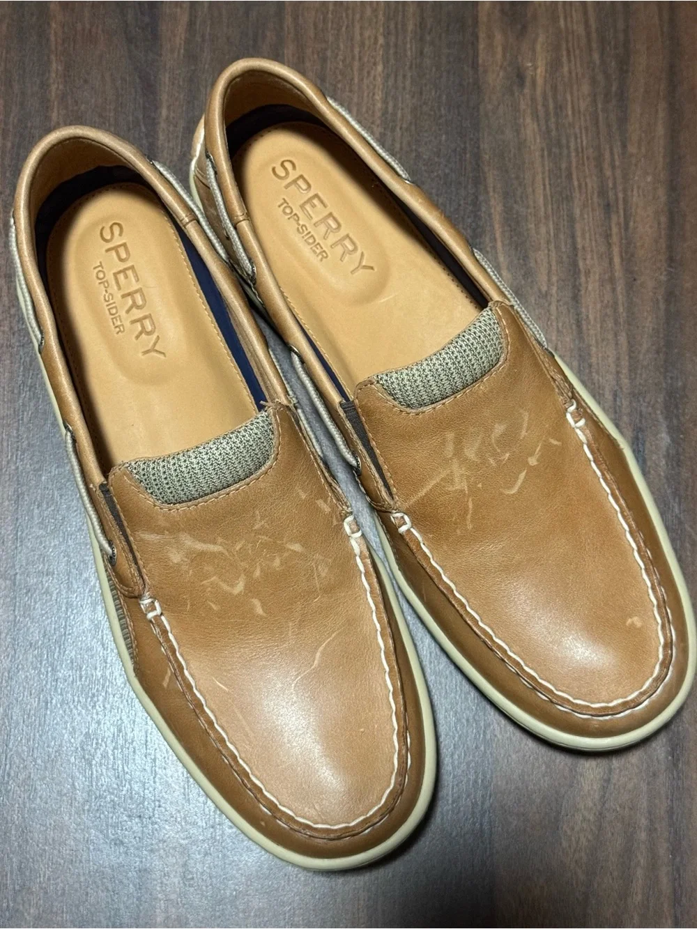 Sperry Men’s Tan Leather Billfish Slip-On Boat Shoes